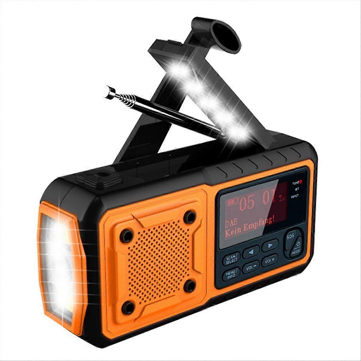 DAB376BT Crank Radio +FM BT Emergency Radio with Battery Solar with Alarm Clock Hand Crank Blackout