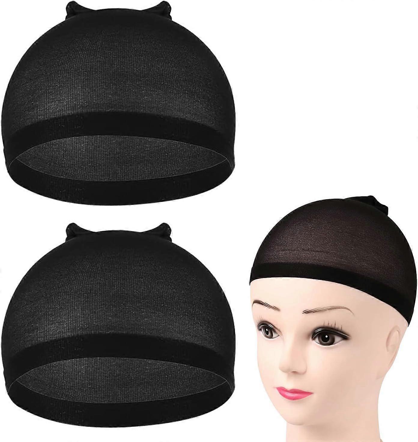 Kryzulax Wig Caps 2 Pcs Stretchy Nylon Stocking Wig Cap Ultra ThinHair Net for Wigs for Women Men Breathable Wig Net Cap for Long Short Hair(Black)