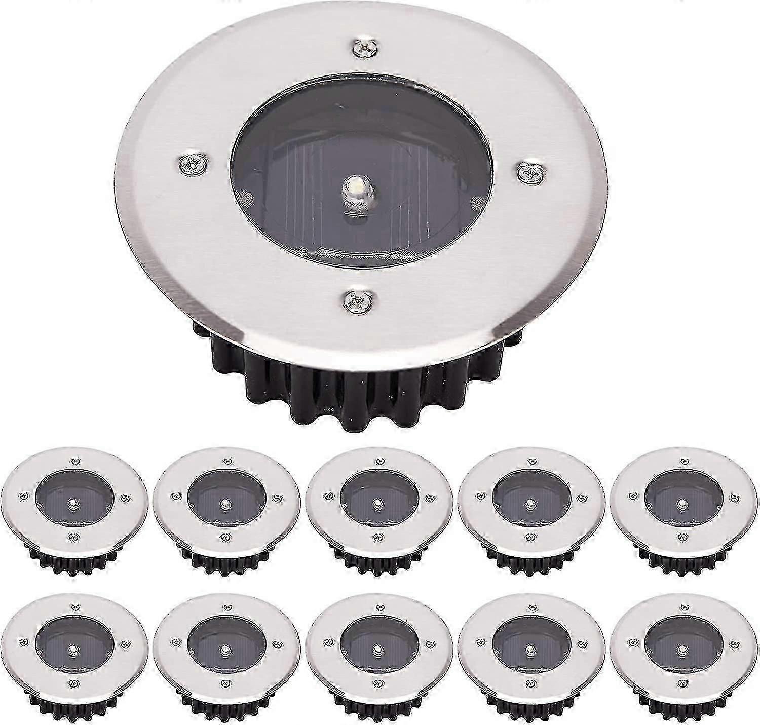 Led Solar Ground Light 10 Pack,ip65 Waterproof (cool White, Round) [energy Class A+]