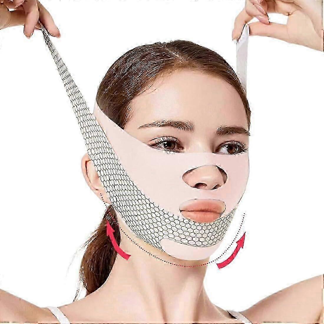 V Line Face Lifting Mask with Double Chin Reducer - V Shape Face Tightening Band - Mask for Face Lifting & Sculpting