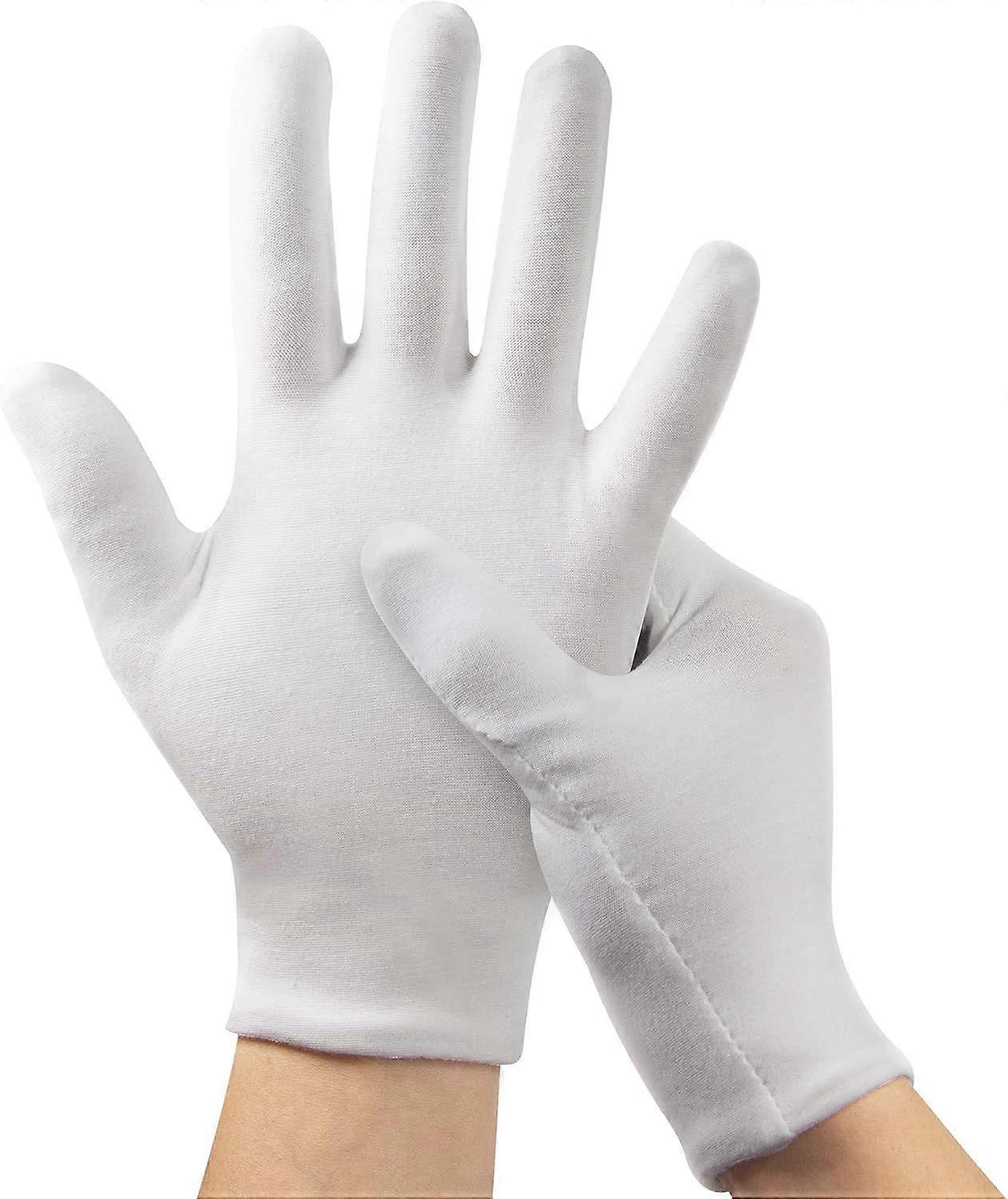 Comfortable Medium-Sized White Cotton Gloves for Men and Women, Versatile for Multiple Uses