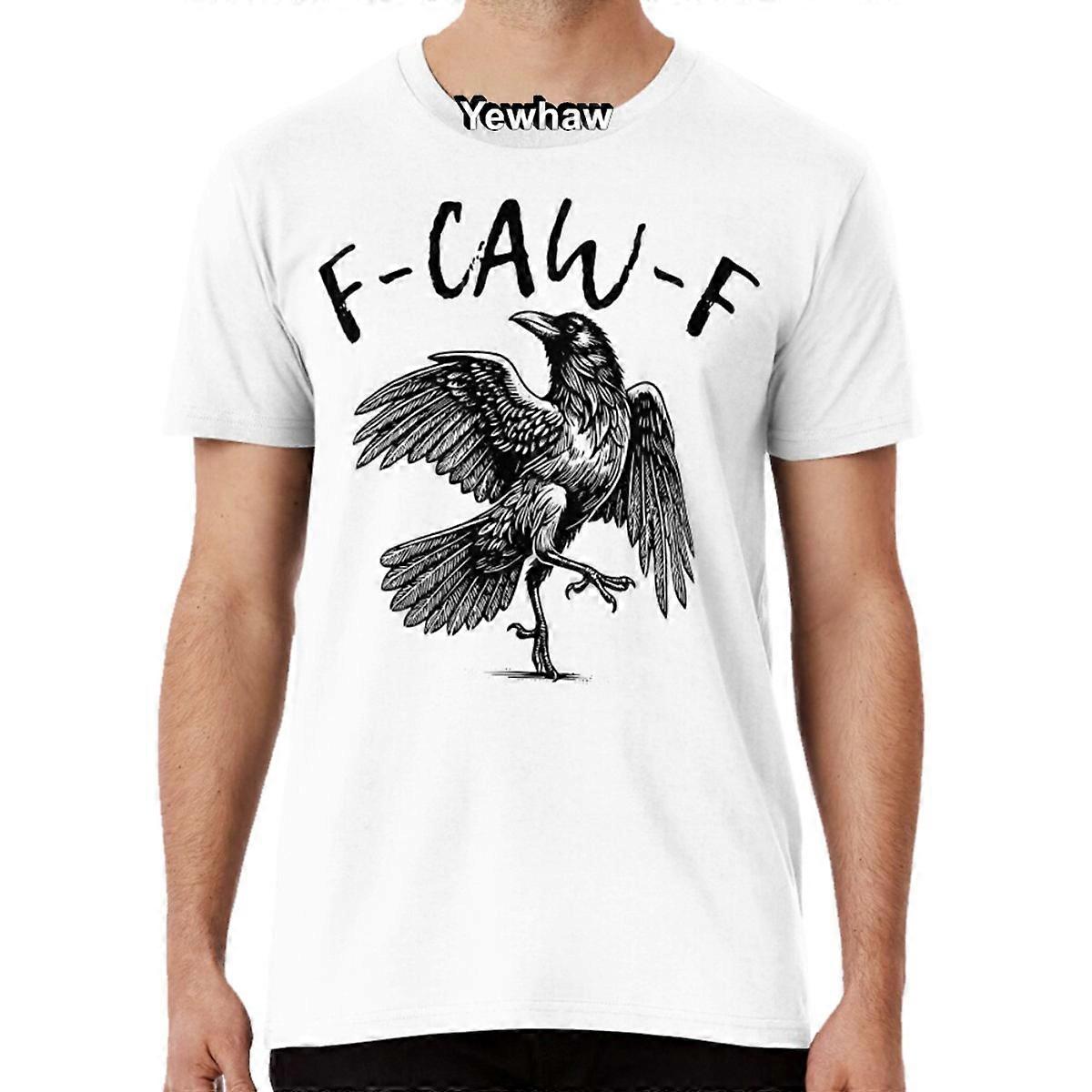 HISHARK F-Caw-F Funny Black Crow T-shirt White XL