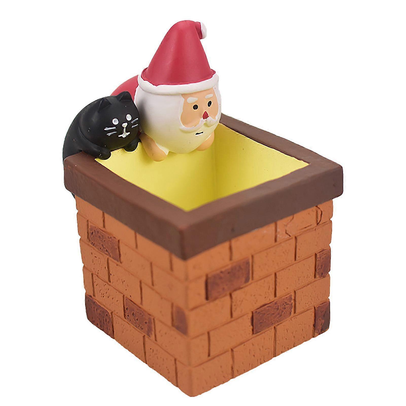 Jikaixiang LED Light-up Stack Refrigerator Magnet Luminous Movable Christmas Santa Claus Black Cat Fireplace Stack Fridge Decoration with Light