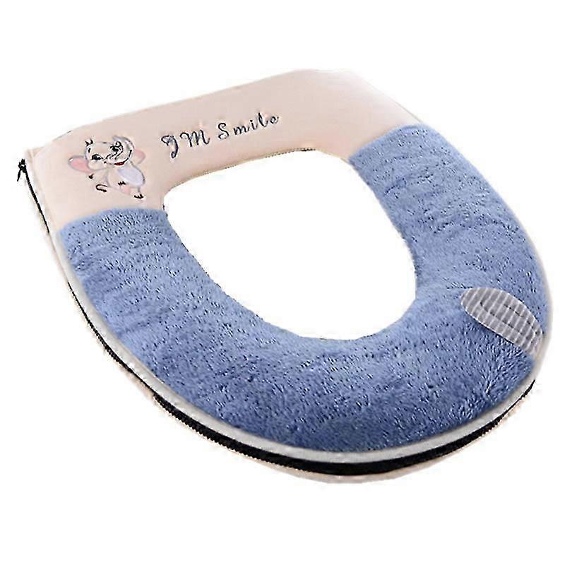 Toilet Seat Cover With Handle Winter Warm Plush Closestool Pads Soft Zipper Mat