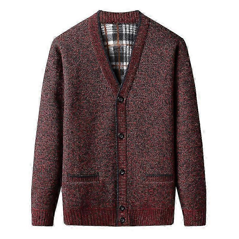 25-26 New Autumn And Winter Fashionable Warm Knitted Button Cardigan Sweater Jacket For Men Large Size Solid Color Loose Casual Jacket