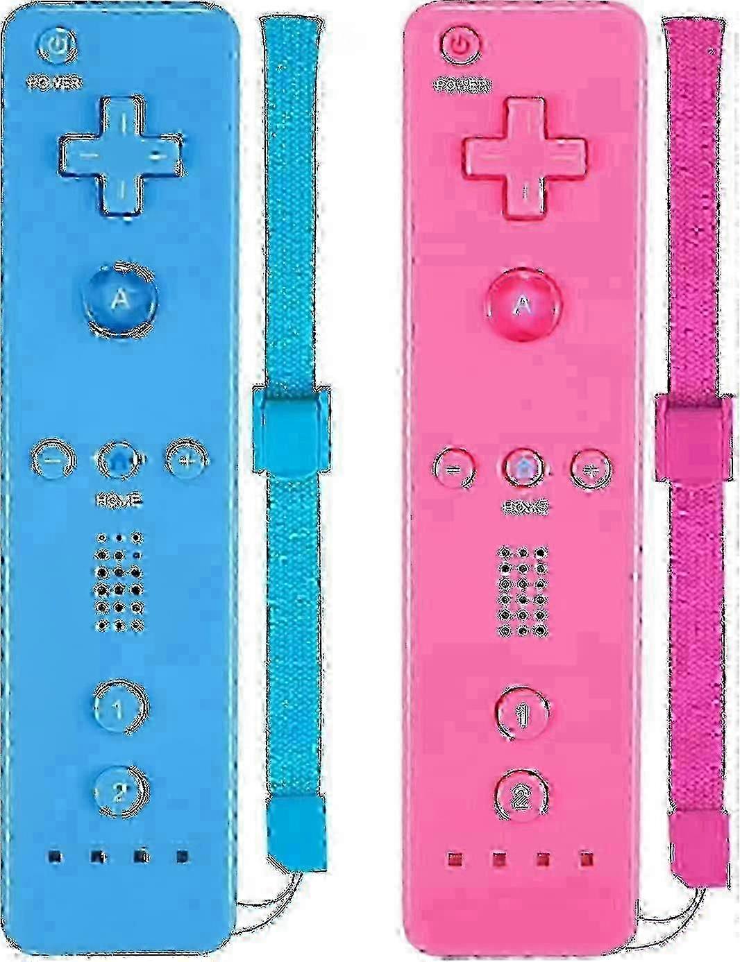 2er-Pack kabellose Wii- und Wii U-Controller mit Silikonhülle und Handschlaufe (Pink und Blau) - Klassisches Gamepad