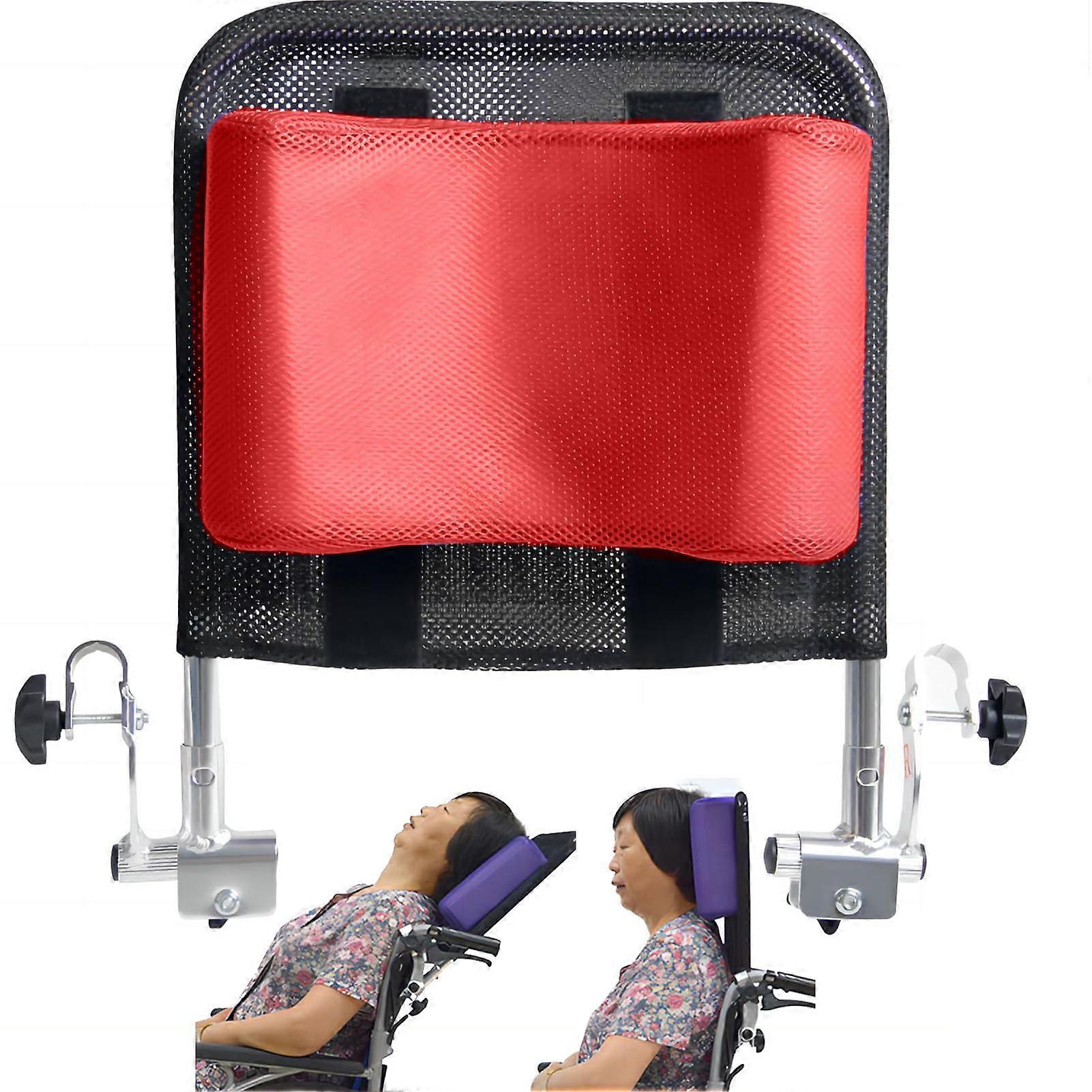 Wheelchair Headrest Head Positioning Pillow Breathable Adjustable Universal Fit Red Backrest Accessory