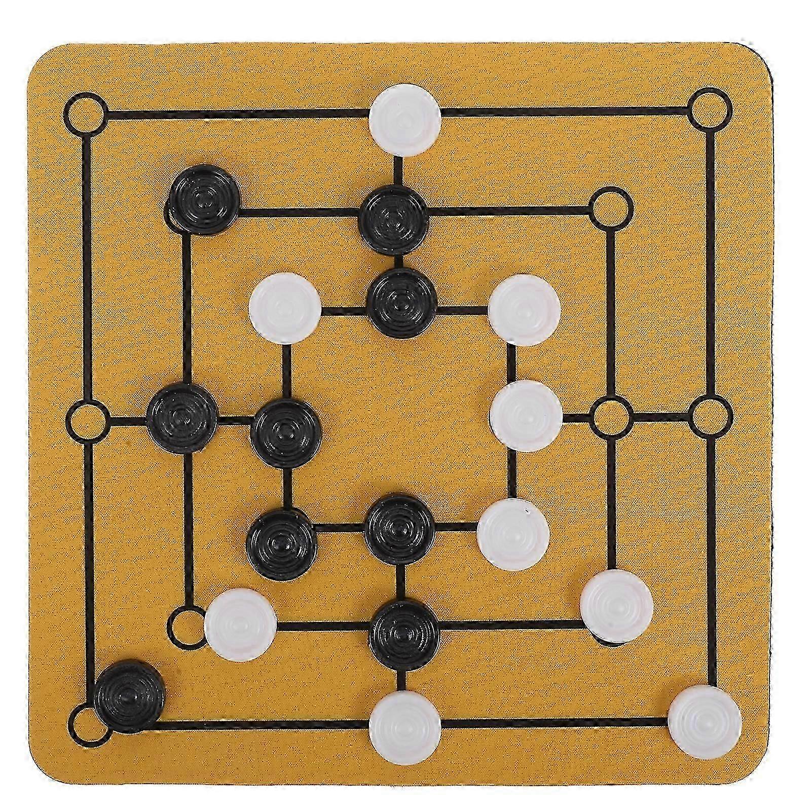 1 Set Portable Home Chess Board Game Nine Mens Morris Board Game Family Game Tabletop Entertainment Game Board Desktop Chess Board Game Game