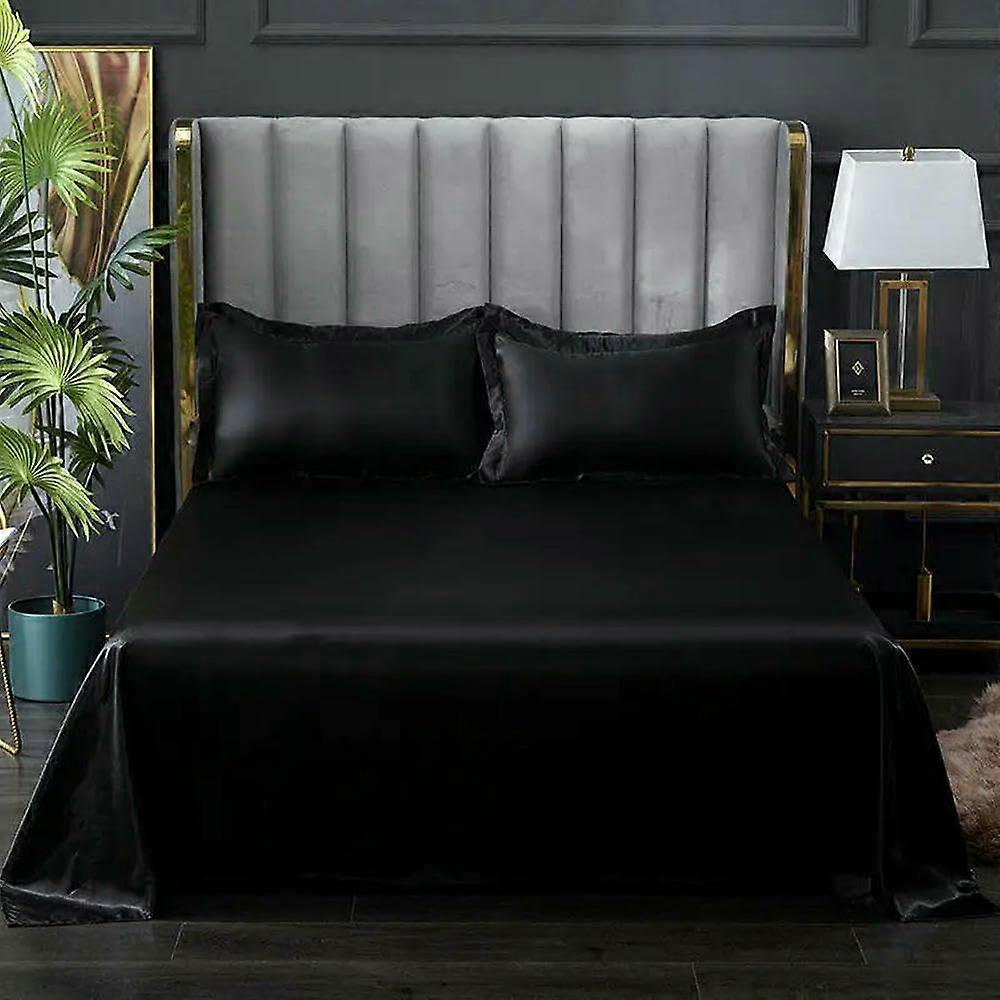 Bed Sheet For Summer Ice Cool Imitation Silk Satin Smooth Flat Sheet For Double Bedding No Pillowcase Heise