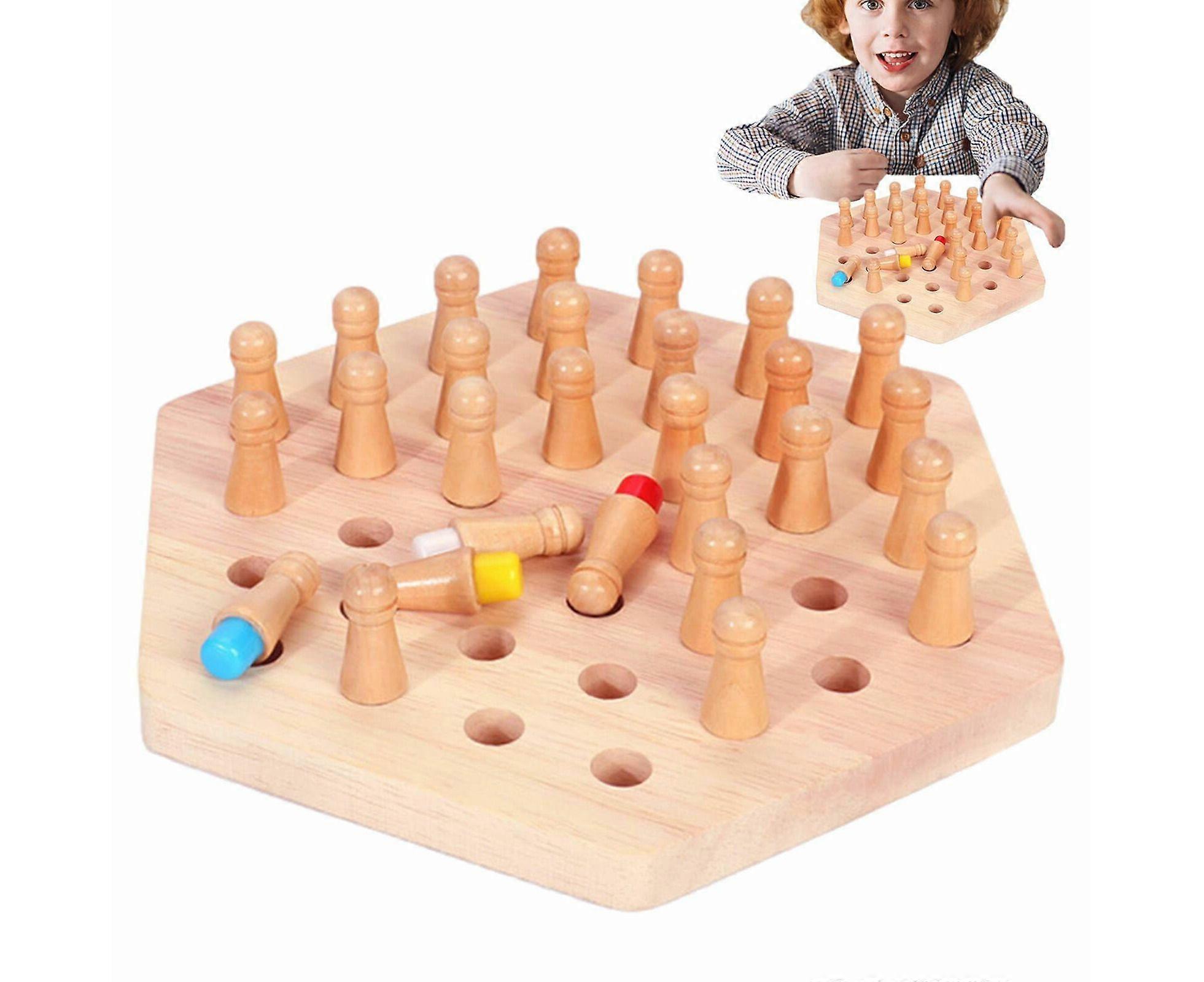 Kids Game Chess Wooden Memory Chess Color Game Board Educational Interactive Toy Christmas Gift