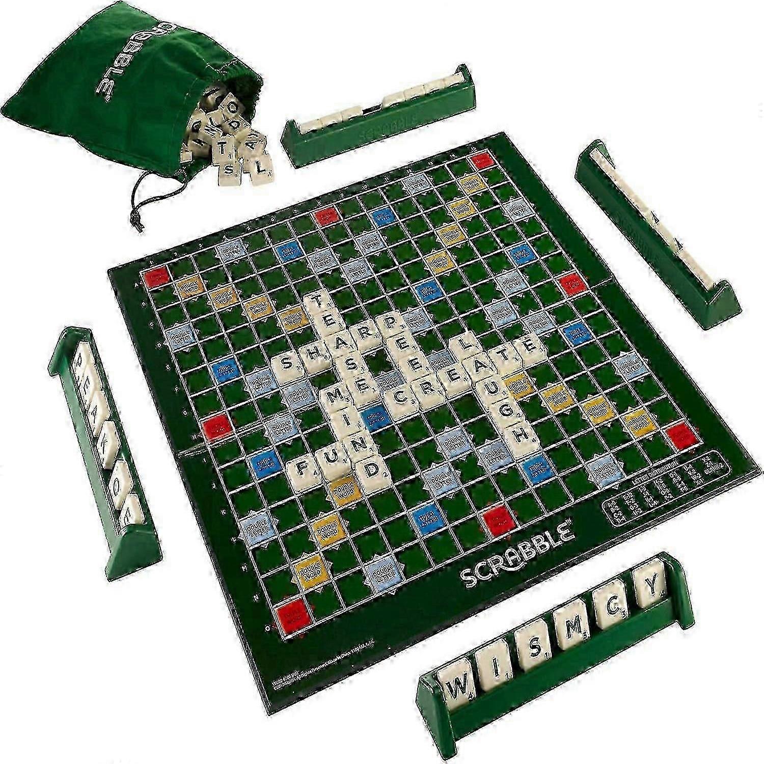 Deluxe Scrabble Experience, Locks Tiles in Place for 2 to 4 Players, Classic Game with Addictively Fun Gameplay for Ages 8 and Up