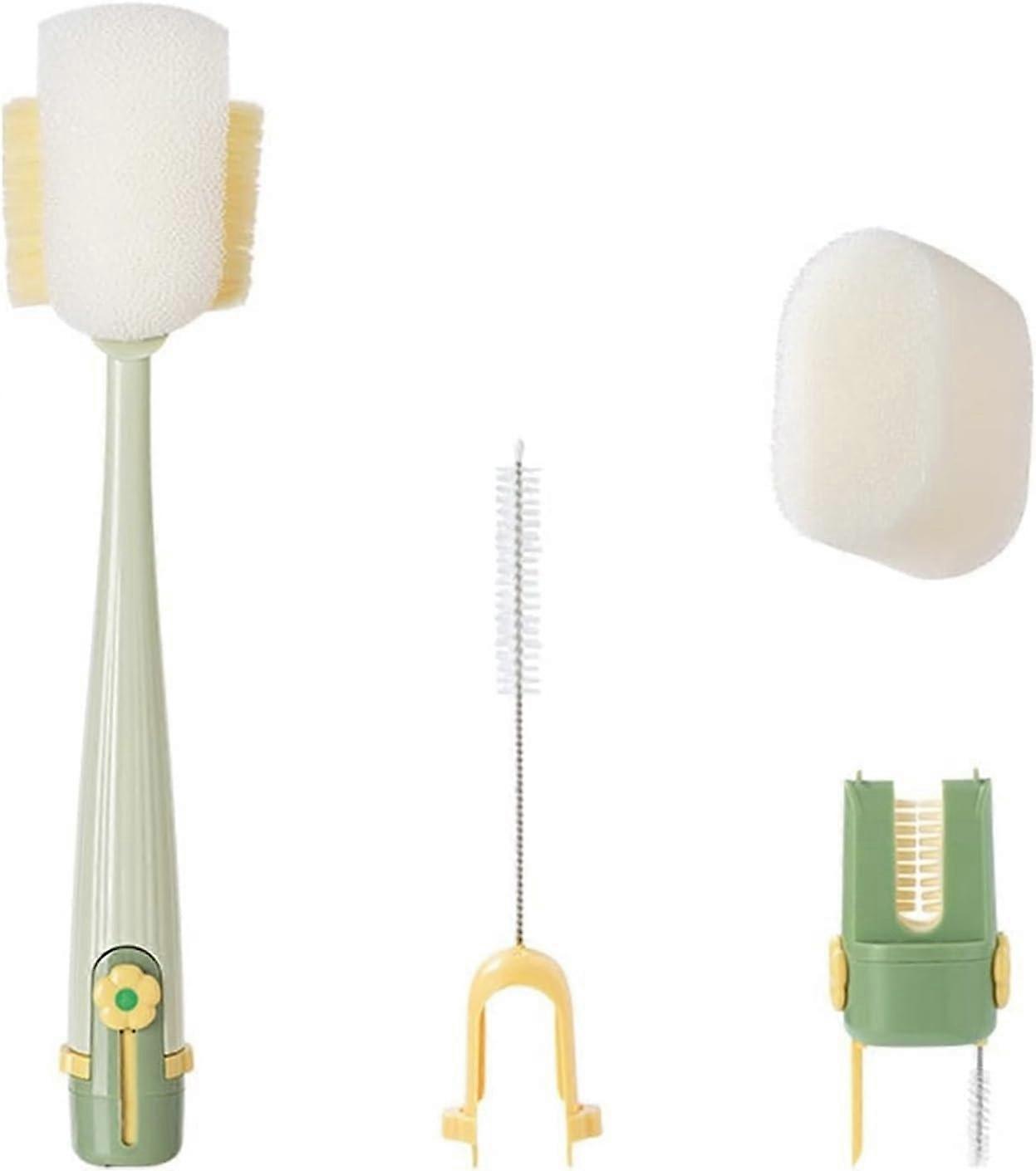 5 In 1 Bottle Cleaning Brush Set Portable LongHandle Bottles Scrubber For Water Bottles Cups Straw Cleaner Green