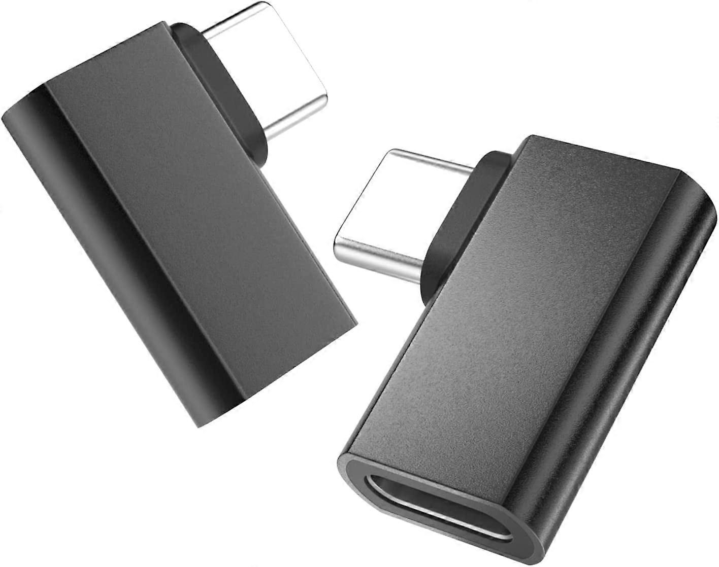 USB C Right Angle Adapter,(2-Pack) PD 100W 90 Degree USB Type C 3.2 Gen2 Male to Female Extension Extender