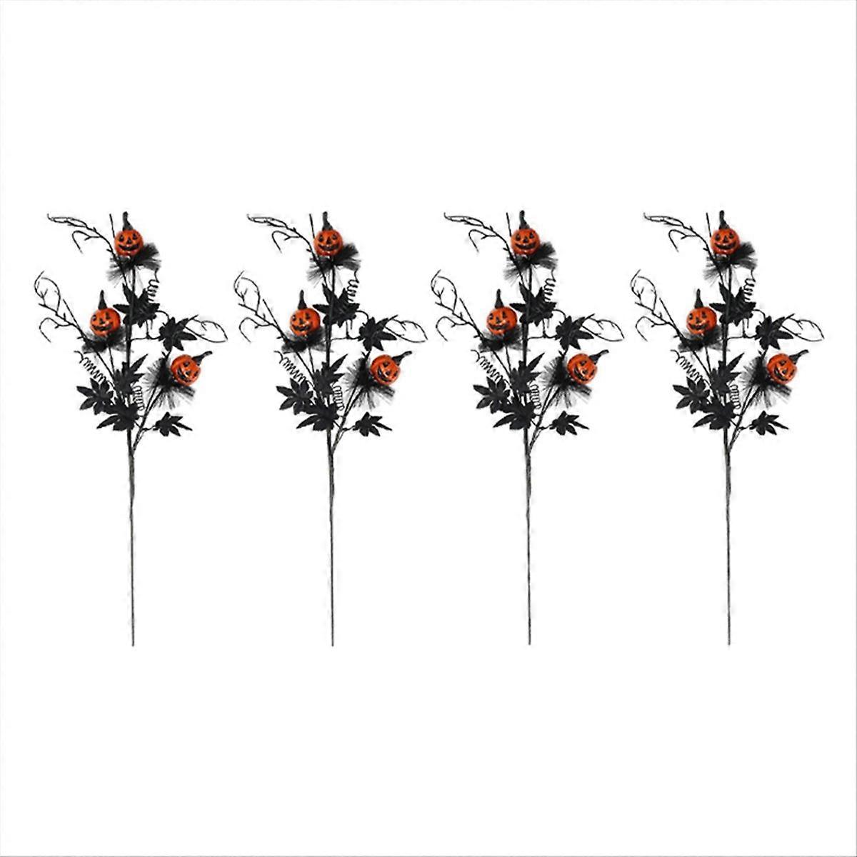 Artificial Pumpkin Branches Halloween Black 4PCS