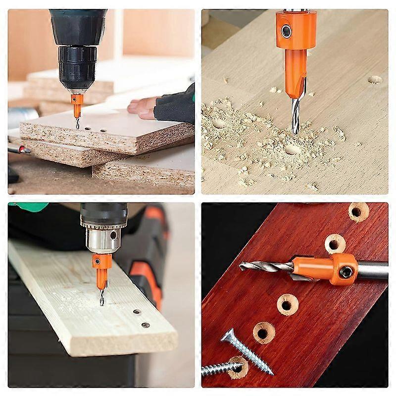 Countersink Drill Bit, 5Pcs Quick Change 8mm Adjustable Countersink Drill Bit Set with 5Pcs Replacea