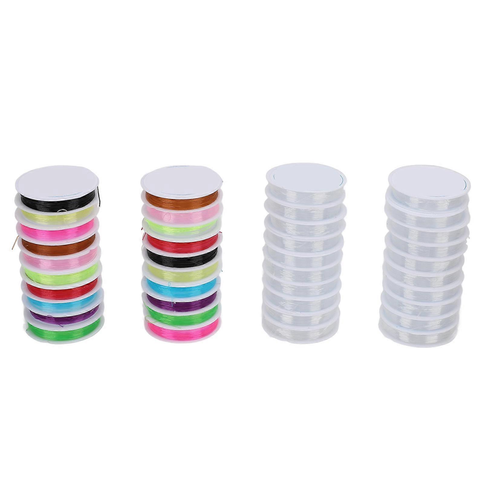 0.8mm Elastic Stretch Thread 40 Rolls Elastic Bead Cord Transparent and Colorful Bead String for