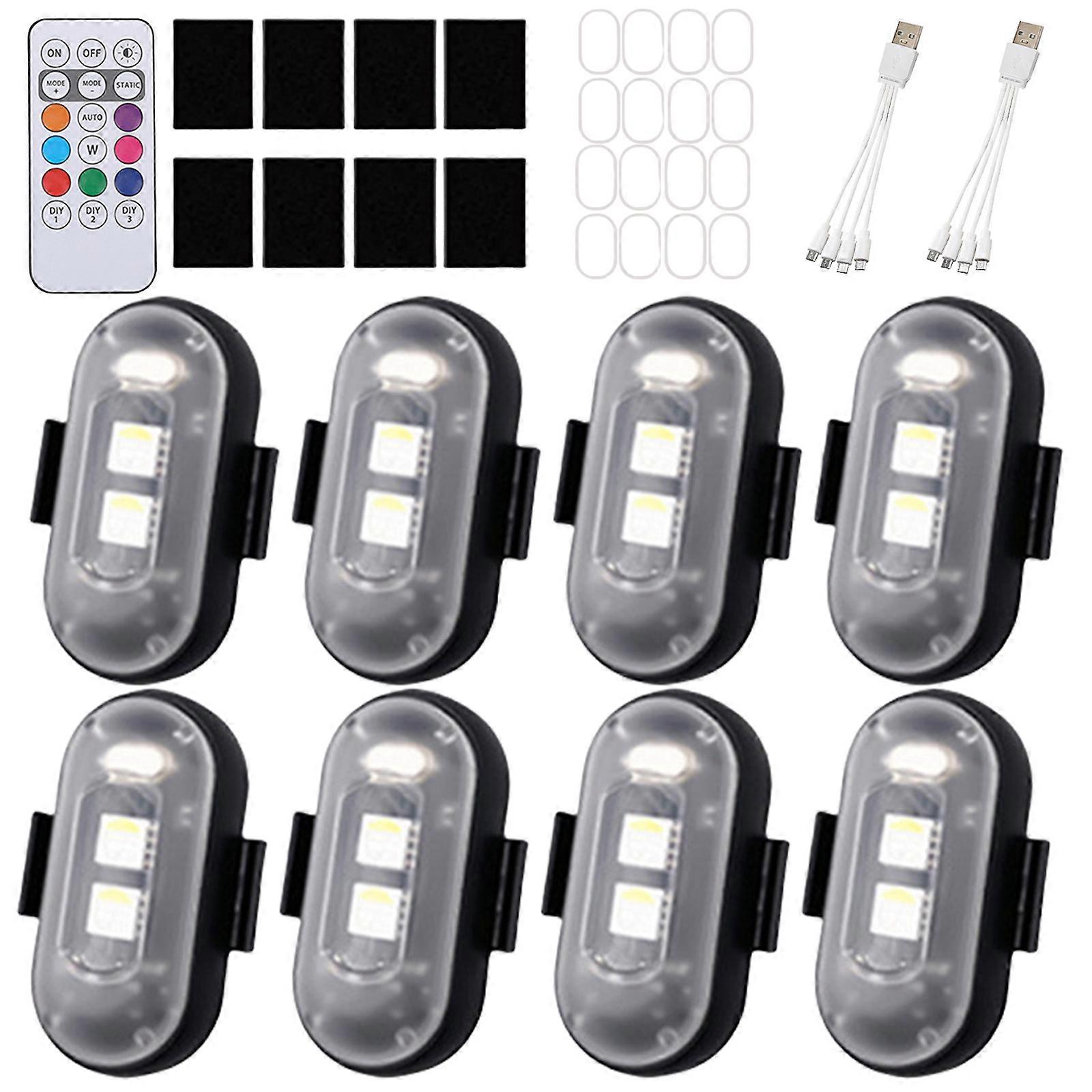 Compact Wireless LED Flashing  Lights with Remote Control USB Charging Brightness LED Lights for Car Motorcycle Outdoor Use Multicolor