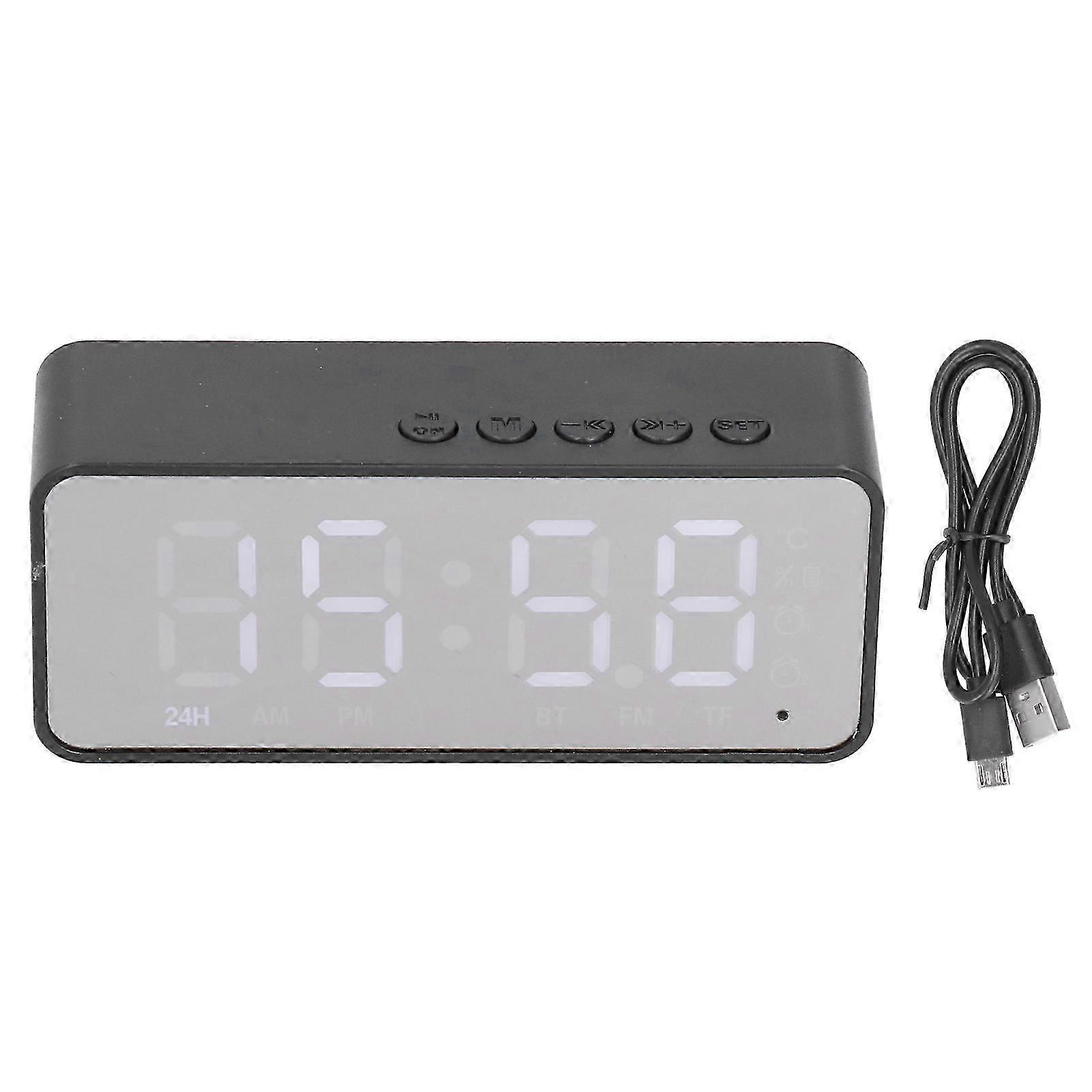 G50 Multifunctional Bluetooth Alarm Clock Speaker, Wireless MP3 Player 5.0, Rechargeable Alarm Clock for Office, Black [D]