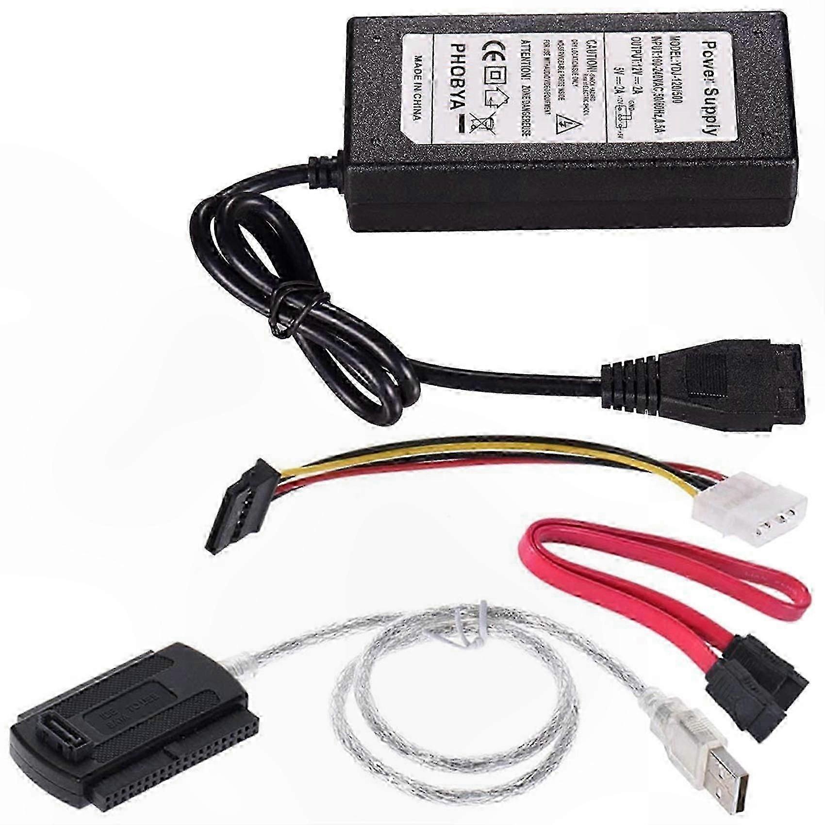 USB 2.0 Adapter Cable for SATA IDE Drive Conversion with EU Plug