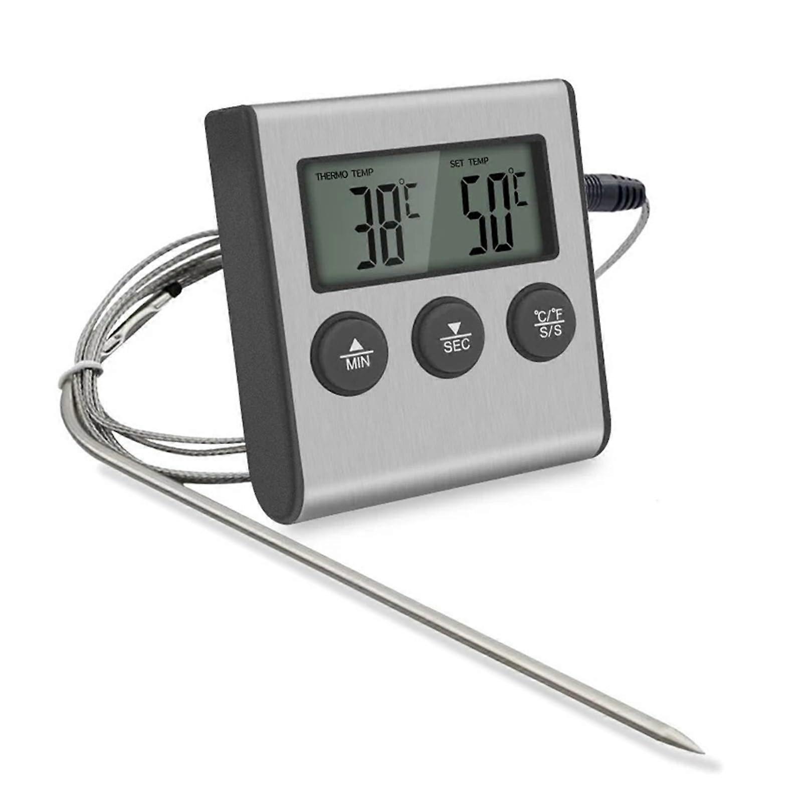 Digital Wireless Meat Thermometer Probe with Timer for Kitchen Cooking, Oven, Grill, BBQ and Pool Temperature