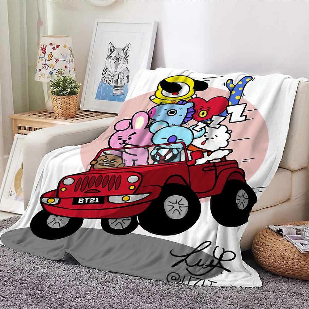 3D BTS BT21 Kpop Blanket Throw Sofa Bed Sofa Warm Flannel Throwover Bedding Gift