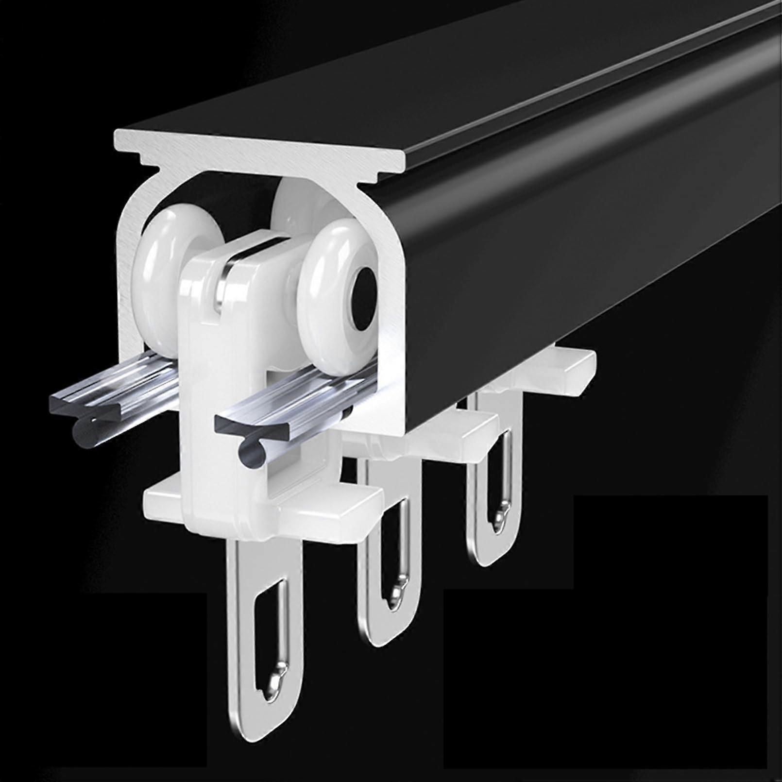 Ceiling Curtain Track HeavyDuty Rail for Room Divider or Window, Wall Mount, Black, 3.2m (2 x 1.1+1)