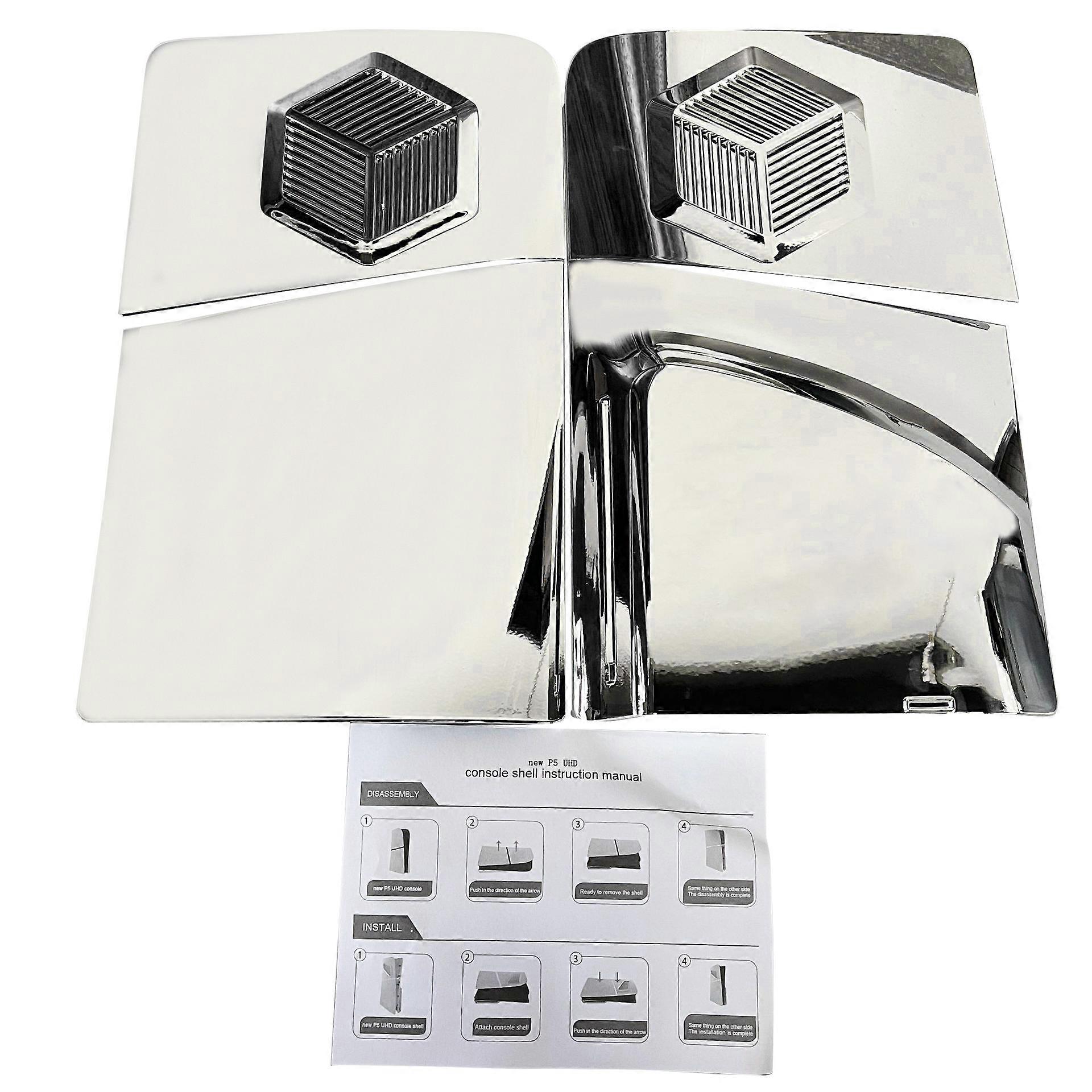 Faceplate Cover Plates with Vent Game Console Host Protective Panel Hard Shell for PS 5 Slim UHD Dustproof Cover  Silver plating