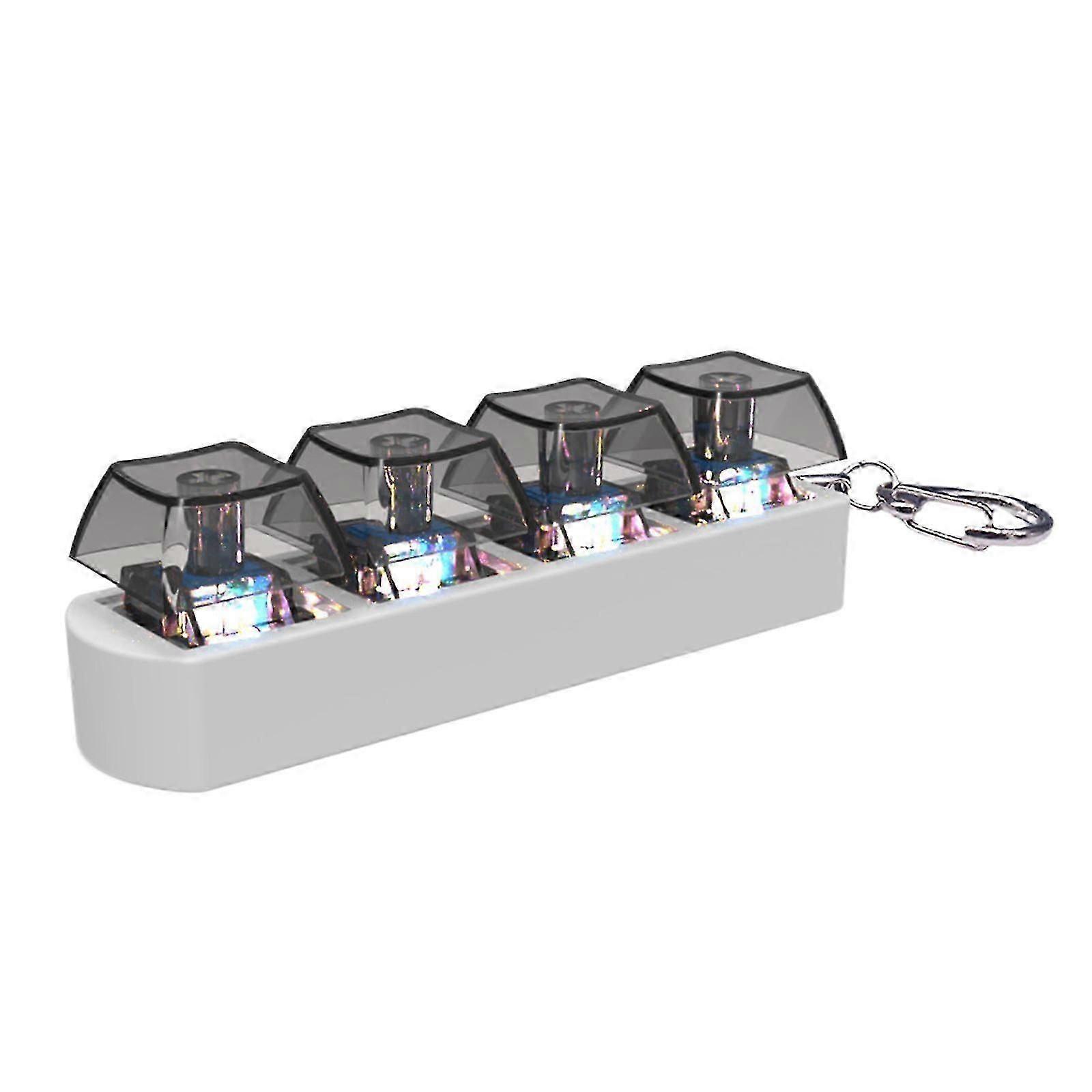 4-Key Mechanical Keycap Tester Keychain With LED Lighting For Stress Reduction And Relaxation For Home Or Office