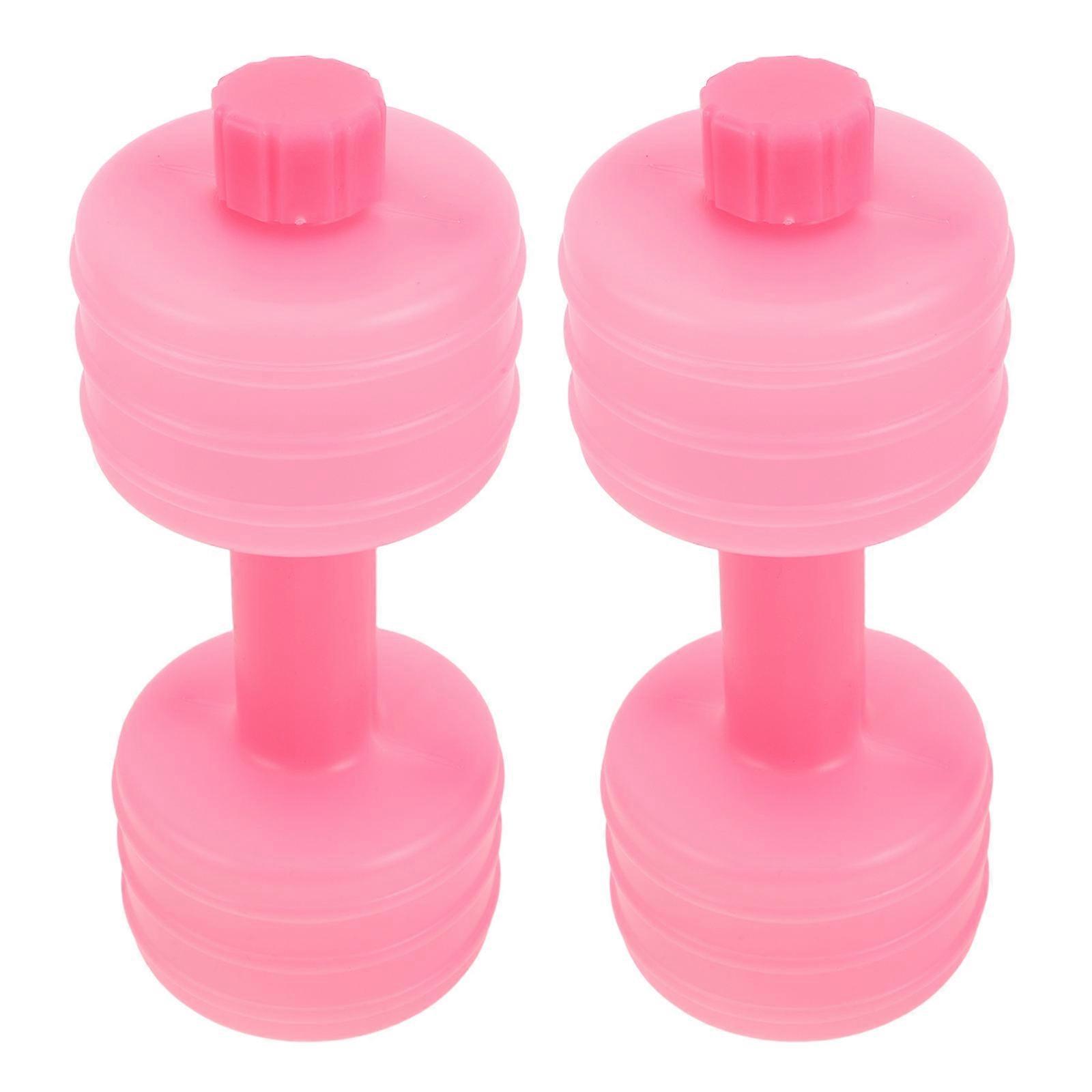 Exercise Accessory Dumbbell-Shaped for Office Use Pink Plastic Adjustable Weight 2Pcs