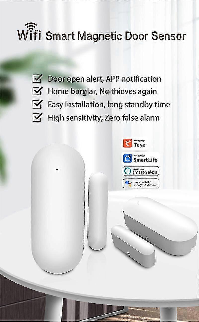 1-10pcs WiFi Smart Door Window Sensor Home Security Alarm Detector For Alexa Google Home