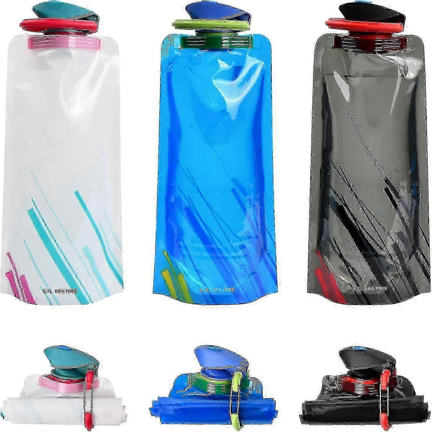 Set Of 3 Foldable Water Bottles For Hiking,adventures,traveling w