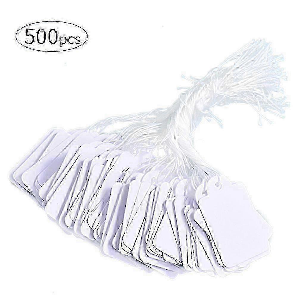 New 500pcs Blank Kraft Paper Price Tags With String - Writable Hanging Tags For Jewelry Clothes And Retail Display Tags