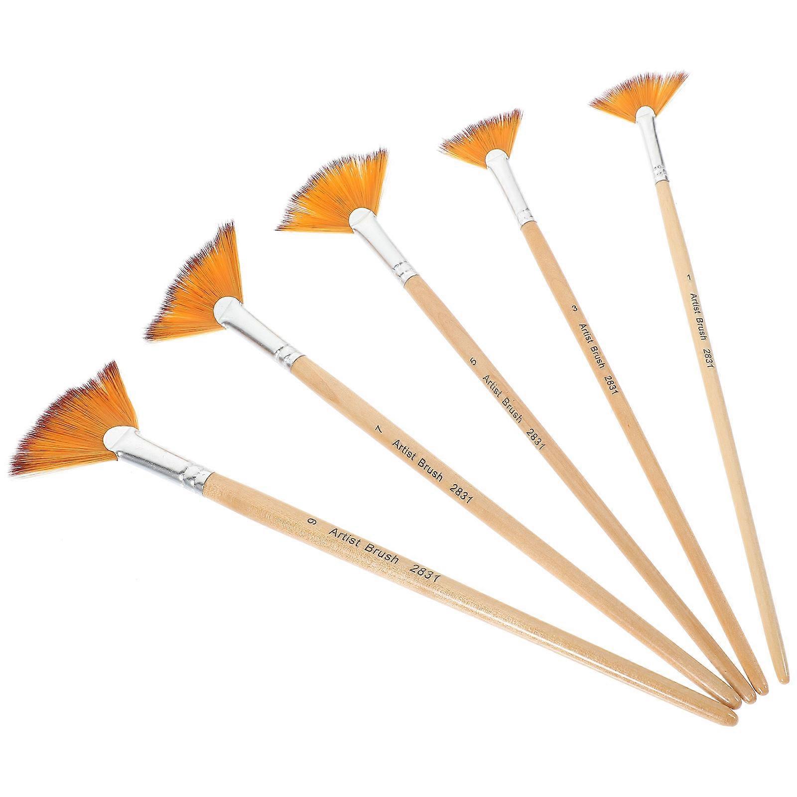 10 Pcs Fan Shape Artist Paint Brushes Ideal For Art Projects Designed For Hobbyists Easy To Clean