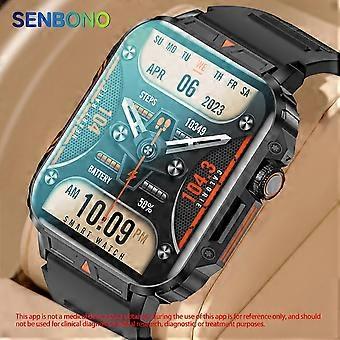 Senbono Herren-Smartwatch, kabellose Anruffunktion, 340-mAh-Akku, Benachrichtigungen und Anzeige von Informationen, individuelles Zifferblatt, Sport-Smartwatch für Mobiltelefone