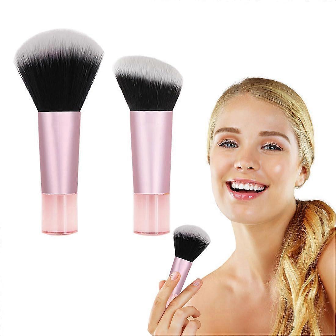 Makeup Brush Set Travel Size Mini Foundation and Blush Brush Duo with Soft Plush Bristles