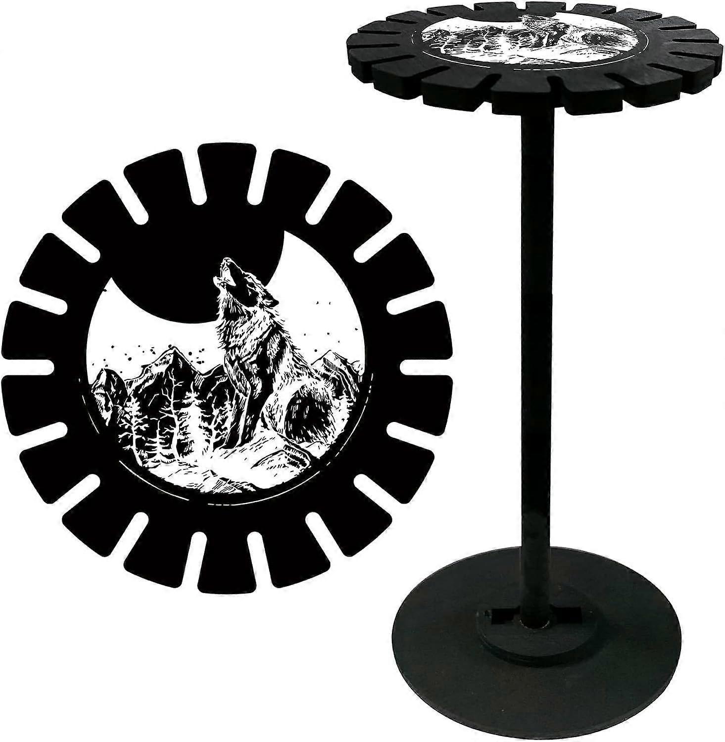 Moon Wolf Forest Pendulum Display Shelf Holder Stand Black Wooden Dowsing Divination Metaphysical Magic Boards Stuff for Home Hanging Stone Essential 