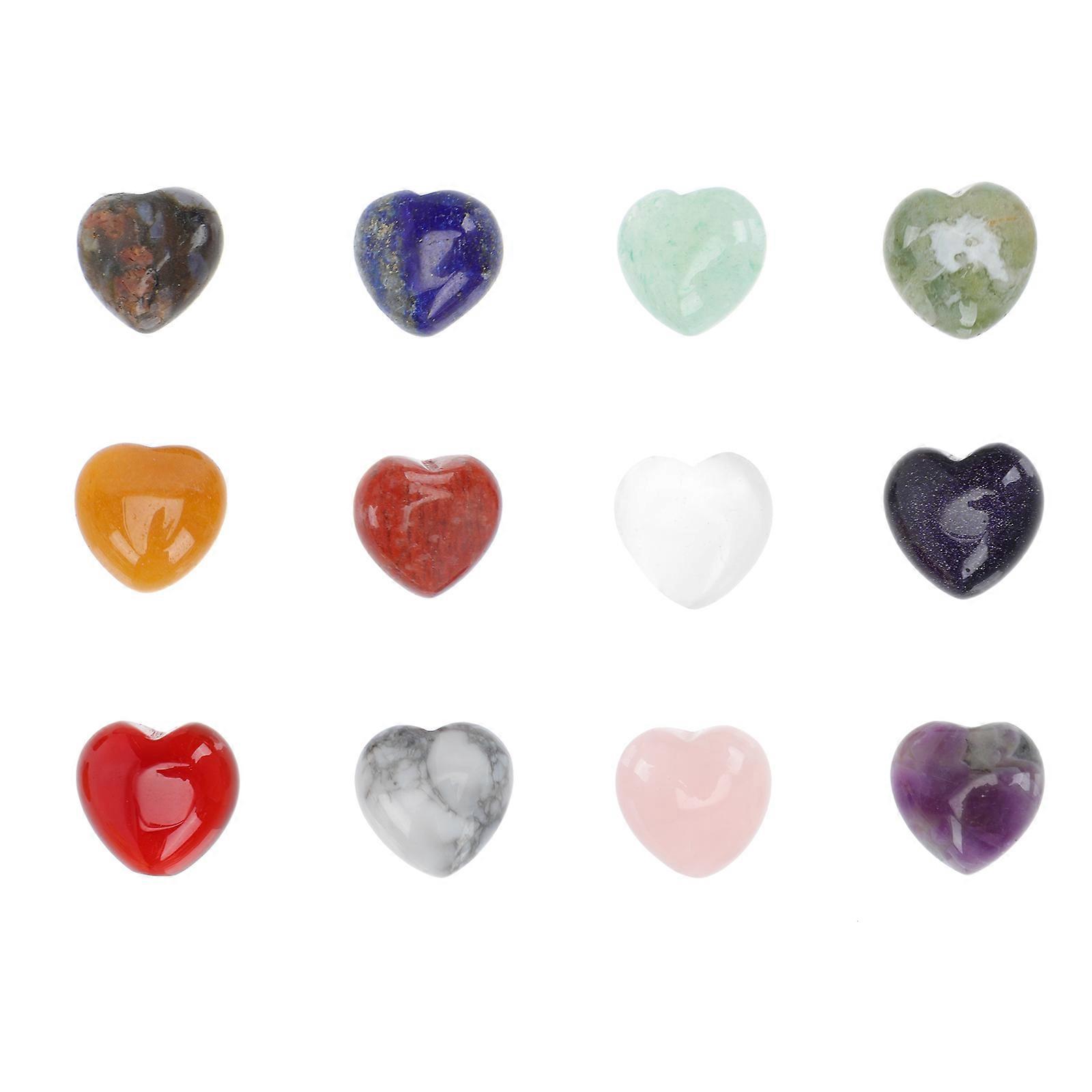 Stone Desktop Decor with Love-Heart Function 12Pcs Heart-Shaped Stone Collection