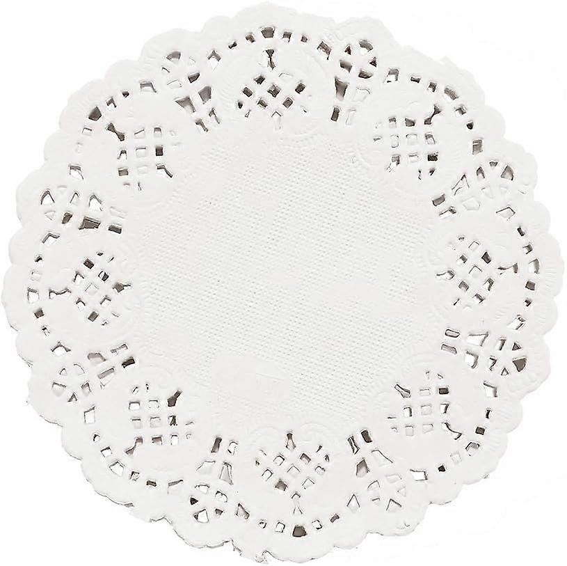 3.5inch Round White Lace Paper Doilies for Wedding Tableware Decoration, 100-Pack White