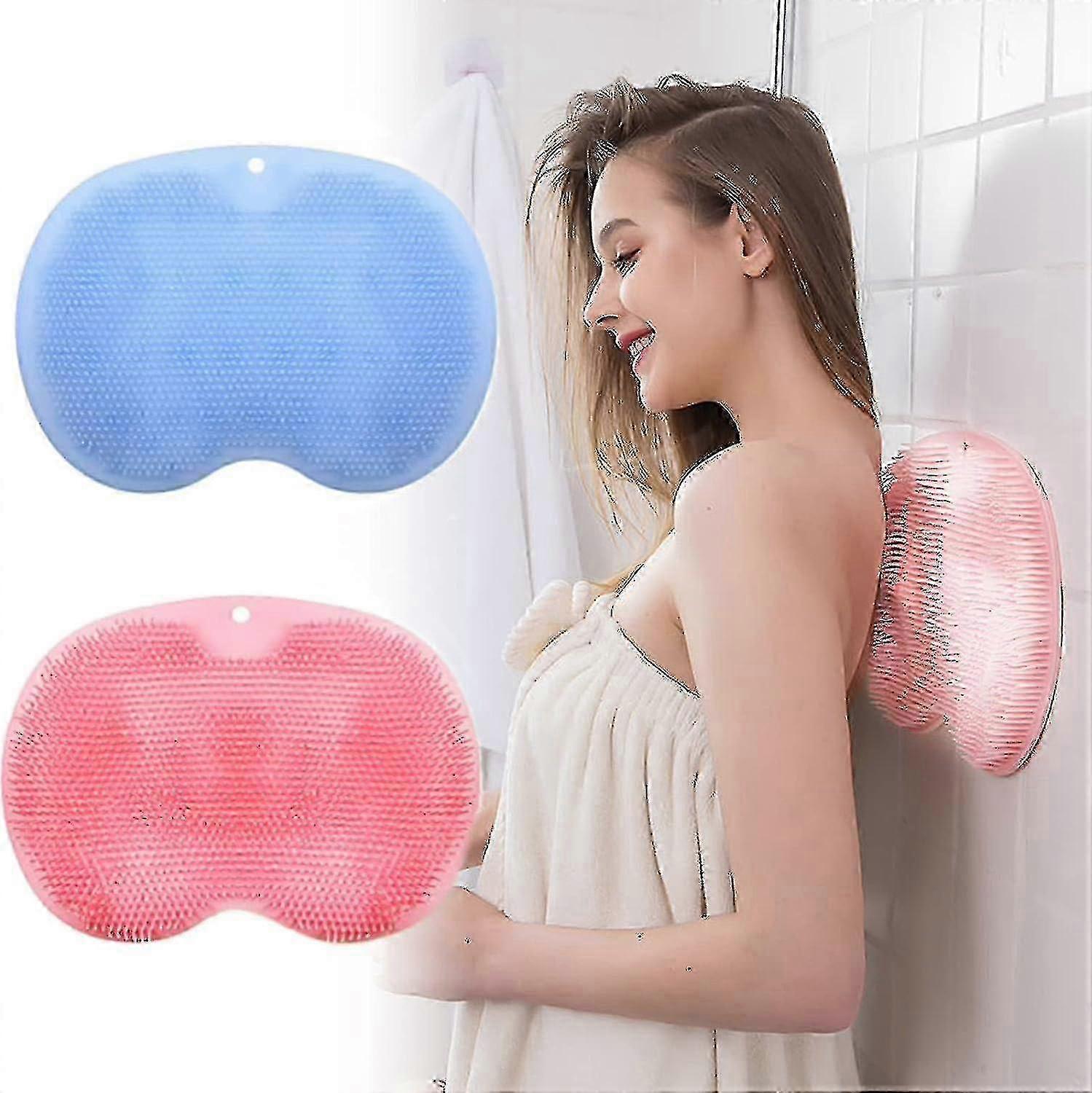 Silicone Back Scrubber with Suction Cups, 2 Pack Wall Mounted Bath Massage Brush