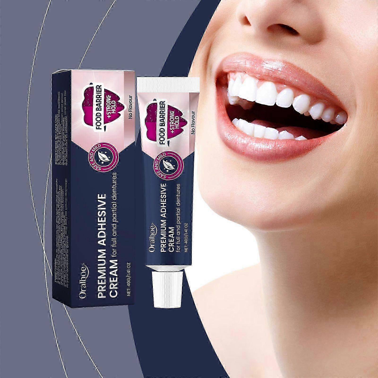 2pcs Long-Lasting Denture-Adhesive Premium Formulas Non Glue Denture-Adhesive Cream for Secure Hold
