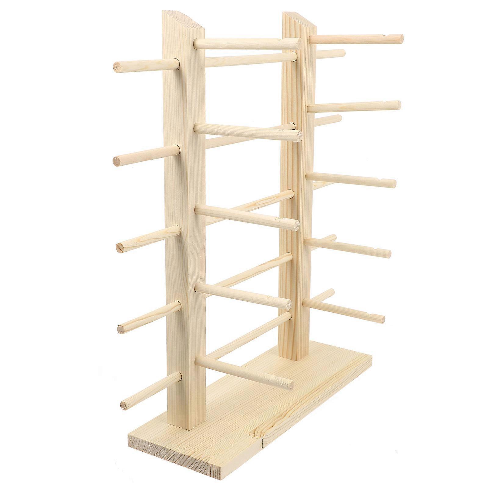 5Pcs Rectangular Sunglasses Rack For Eyewear Storage And Display Ideal For Home Use And Retail Store In Beige Wooden Material