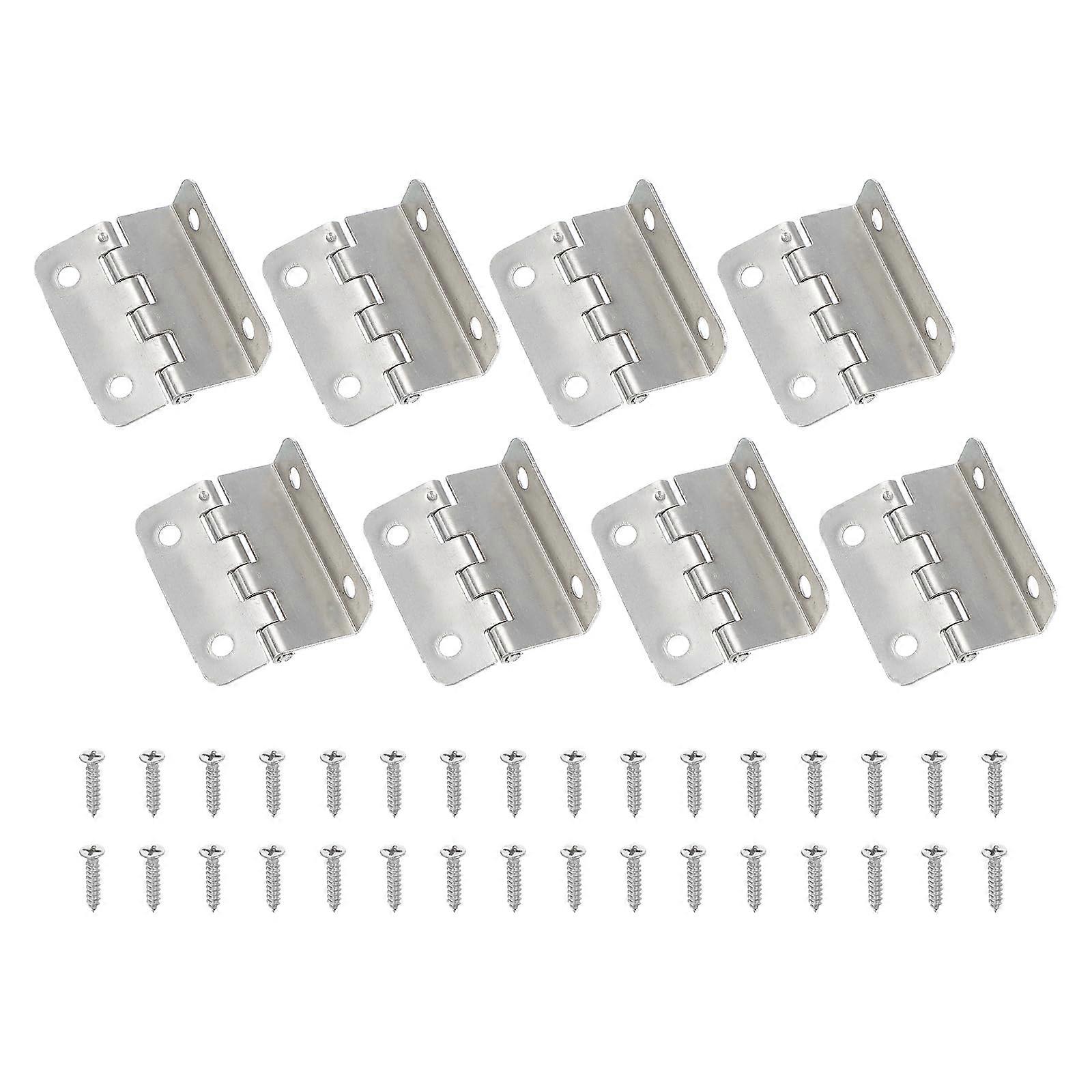 Cabinet Hinges Small Steel Hinges with Screws Durable 270° Rotation SemiConcealed Silver 8pcs