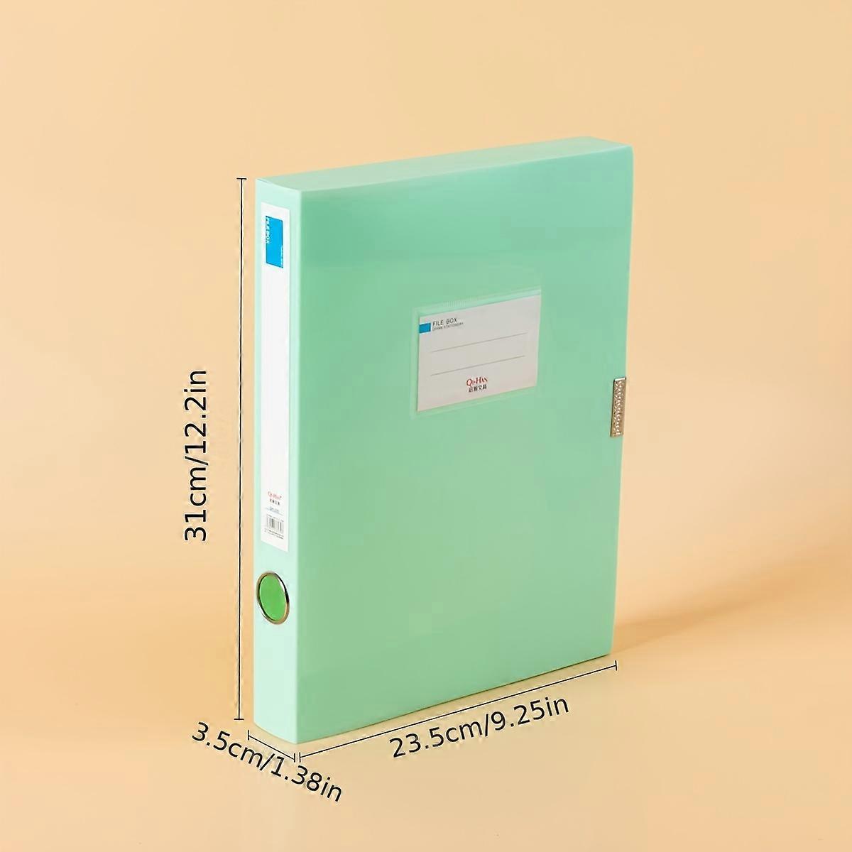 1pc Expandable A4 File Folder Box, 35mm Wide Back, PP Material,Secure Closure with Adhesive Tape, Document Organizer Storage