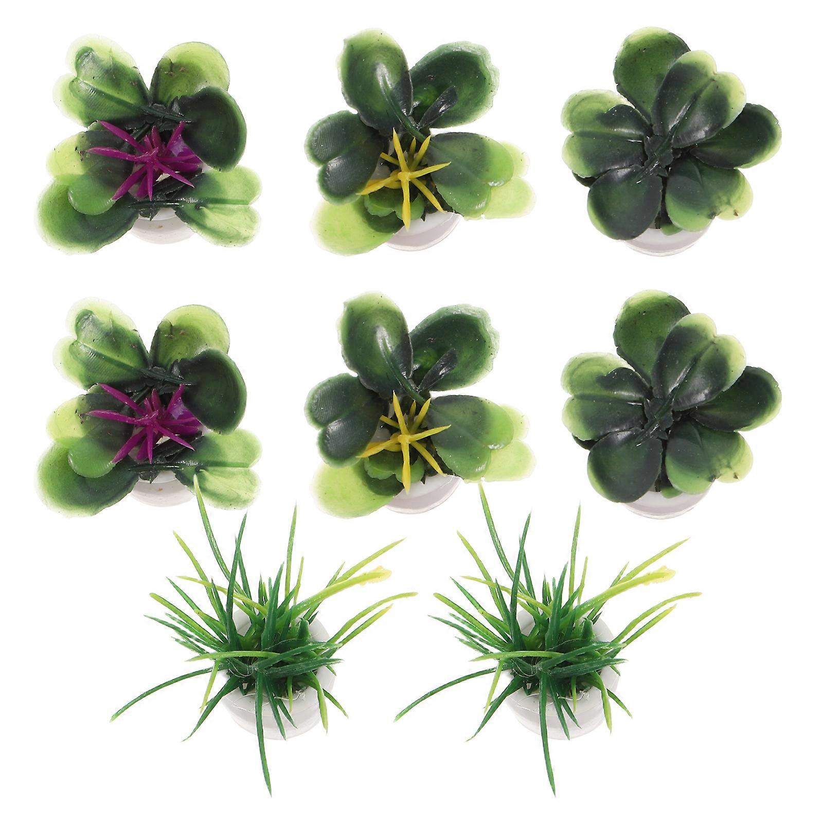 Tiny Bonsai Model Green Resin Decoration for Decor 8Pcs
