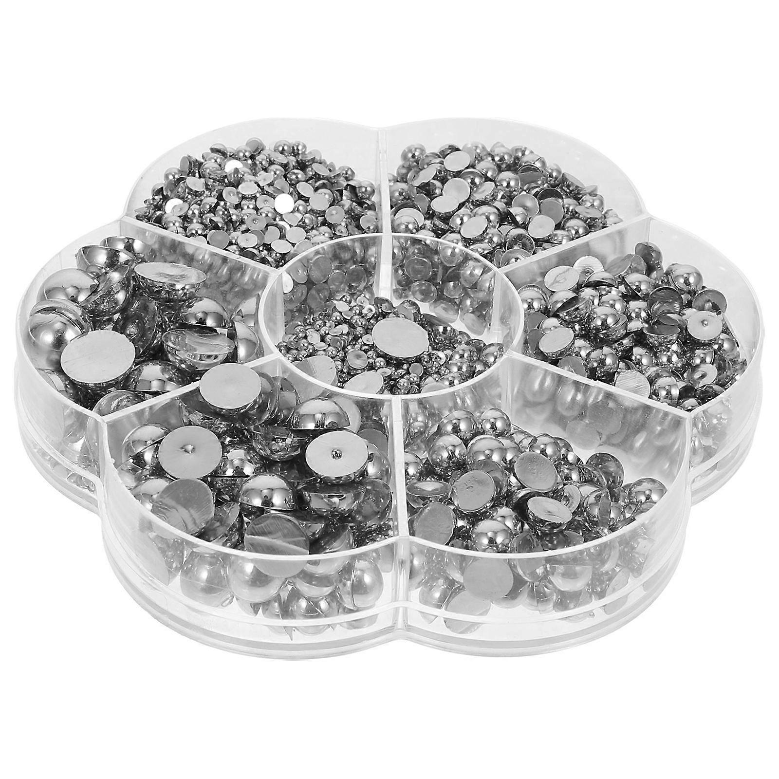 Flatback Resin Charms Semicircle Accessories For Headwear 1 Box Silver Crafting