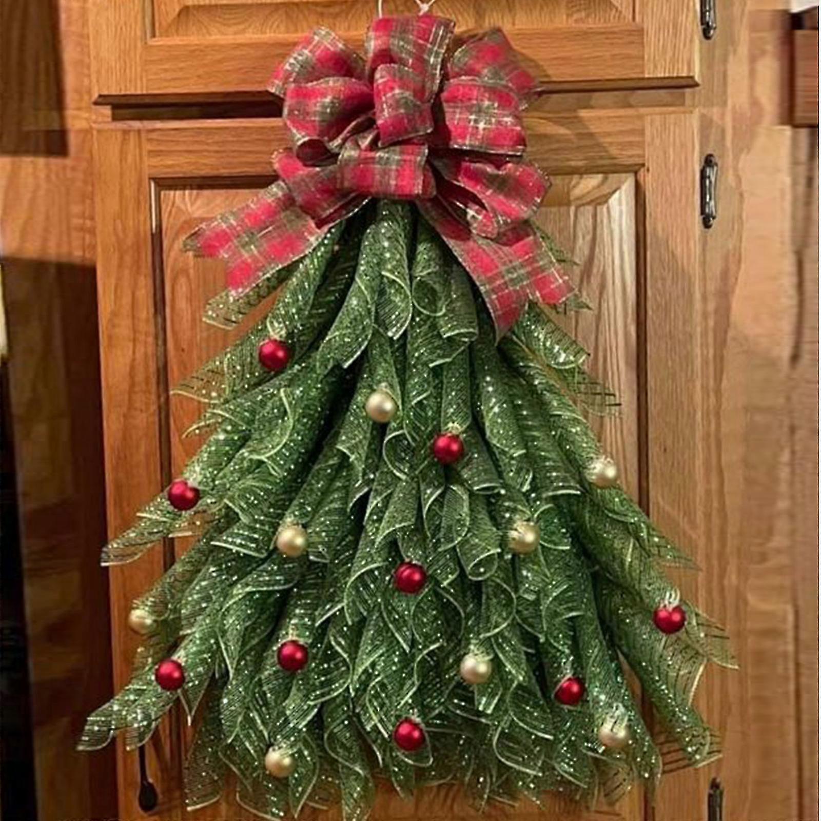 Decorative Handmade Christmas Wreath with Red Bow 2025