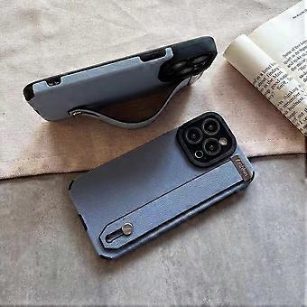 Case For Iphone 13 Pro Max 6.7 Inch Yuanfeng Blue-wristband Pattern Stand Stand Business No12961