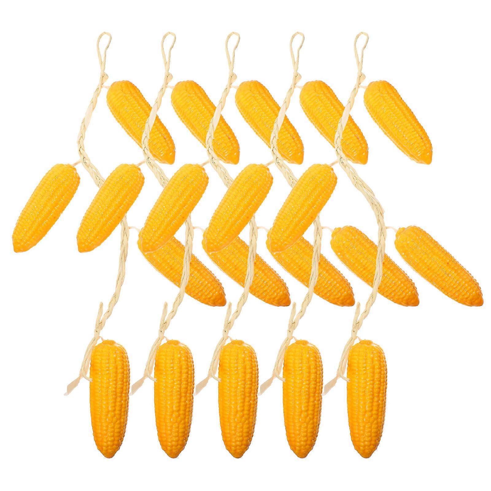 Yellow Foam Artificial Corn Strings for Thanksgiving Decor 5Pcs Hanging Set
