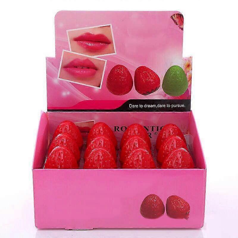 Strawberry Lip Balm Set with Cute Design for Deep Hydration, 24 Piece Moisturizing Gift Pack