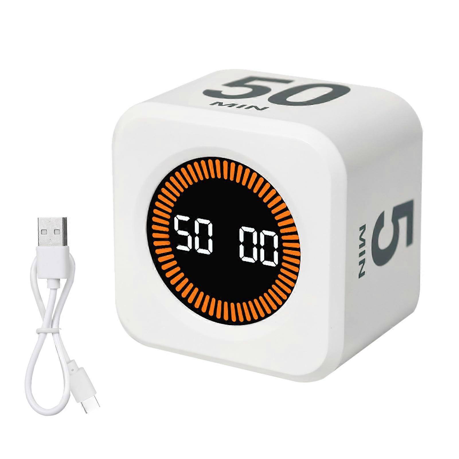 Visual Timer with Gravity Sensor Control, Silent Countdown Digital Kitchen Timer for Cooking and Classroom, White